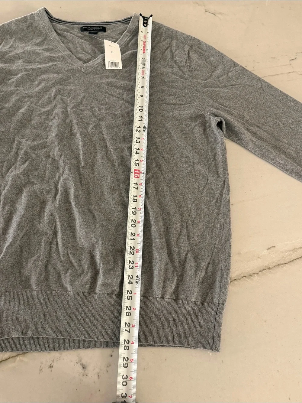 Banana Republic Mens Luxury Blend Silk Cotton Cash V-Neck Sweater Gray NWT Sz XL